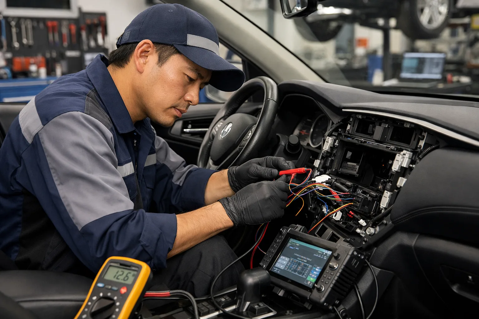 NaviSystems 246 technician converting a vehicle dashboard