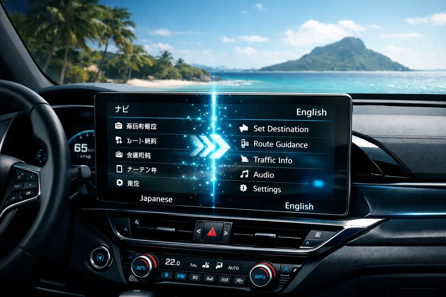 Japanese vehicle dashboard converted to English