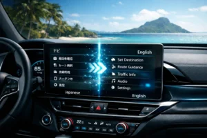 Japanese vehicle dashboard being converted from Japanese to English